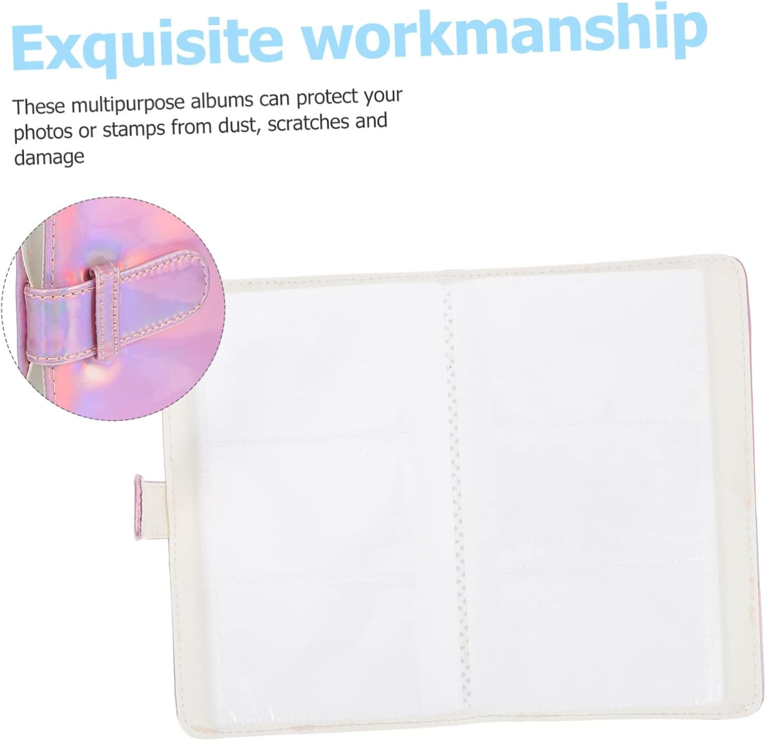 Compact Picture Album with PU Cover Portable Photo Album Book for Preserving Postcards and Memories Christmas and Birthday Present image number 4