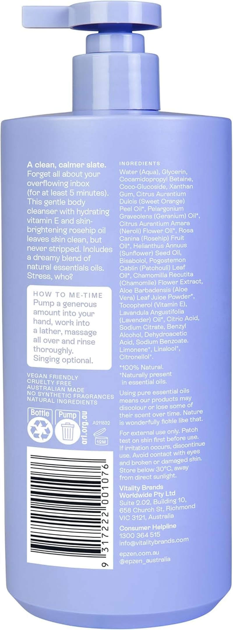 Epzen Calm Cleanse Hydrating Body Wash Shower Gel - Organic Body Wash with Rosehip Oil & Vitamin E, Moisturising Daily Cleanser for Excess Oil & Grime Removal - 750Ml image number 6