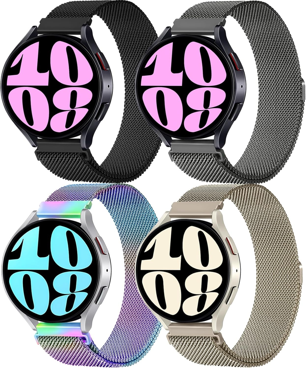 Milanese Bands for Samsung Galaxy Watch 7/FE/6/5/4/3 Band 40Mm 44Mm 41Mm 47Mm 43Mm 46Mm 42Mm,20Mm Quick Release Watch Band Magnetic Mesh Metal Strap for Amazfit Bip U Pro/Gts/Galaxy Watch Active 2/Active