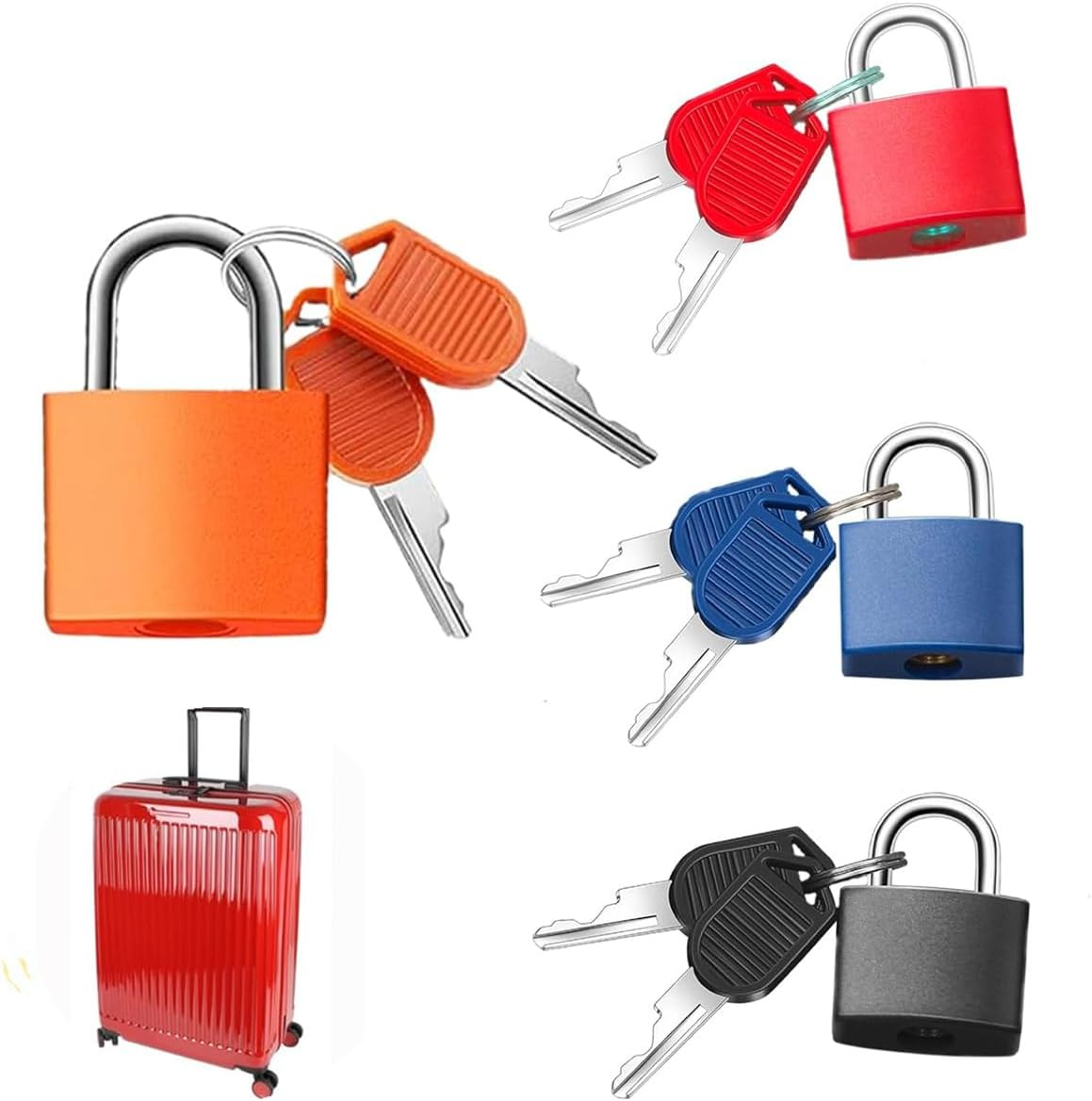 4 Pcs Luggage Locks and Mini Suitcase Travel Locks, Backpack Pad Small Lock Multicolor Padlocks， Locks with Keys for Luggage Bags,Suitcase,Lockers,Laptop Bag,Toolbox Lockerlock image number 2
