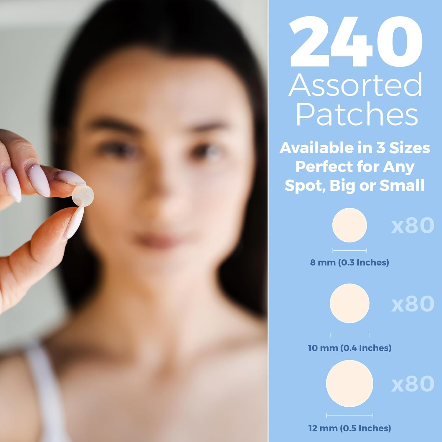 Invisible Spot Cover &ndash; Absorbing Cover, Hydrocolloid Covers, Facial Stickers &ndash; Clear Adhesive Patches in 3 Sizes (240 Count) image number 6