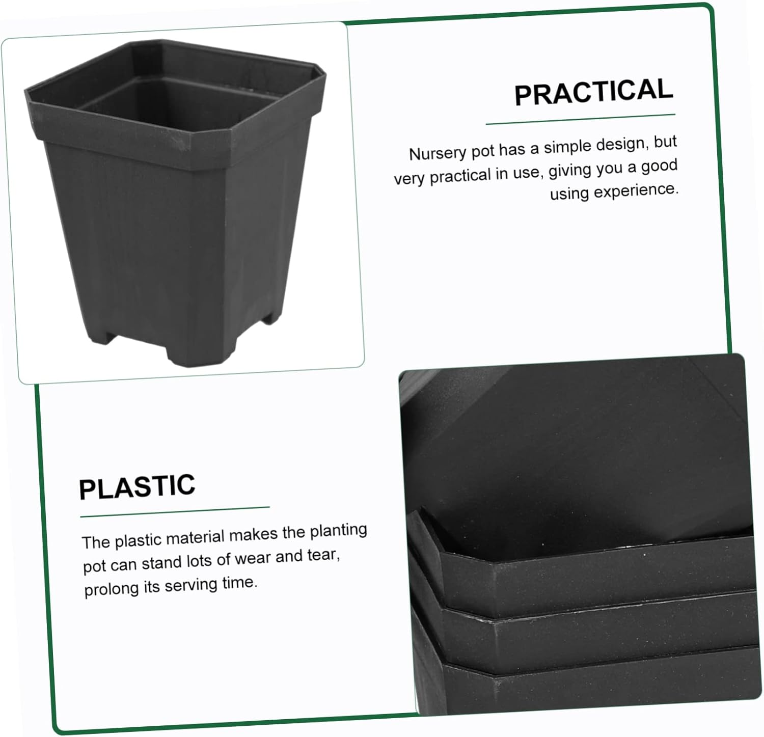 20Pcs Black Succulent Starter Pots Nursery Planters for Gardening and Seedling Propagation Outdoor Small Plant Containers - Black image number 3