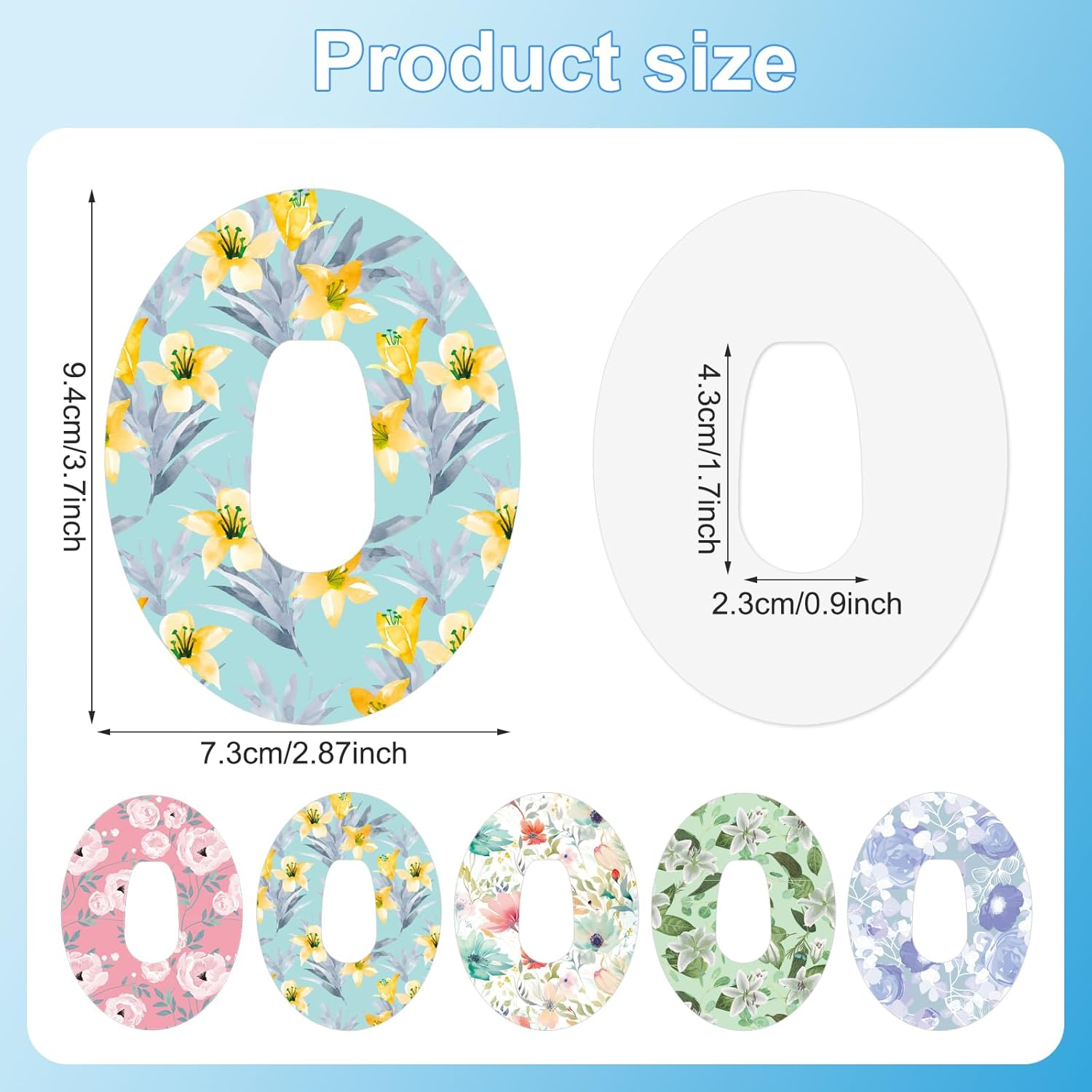 25Pcs Adhesive Patch for Dexcom G6, Waterproof Adhesive Overpatches Breathable Sweatproof Sensor Cover Colorful Floral Sensor Tape Sensor Stickers Protector for Dexcom G6 image number 3