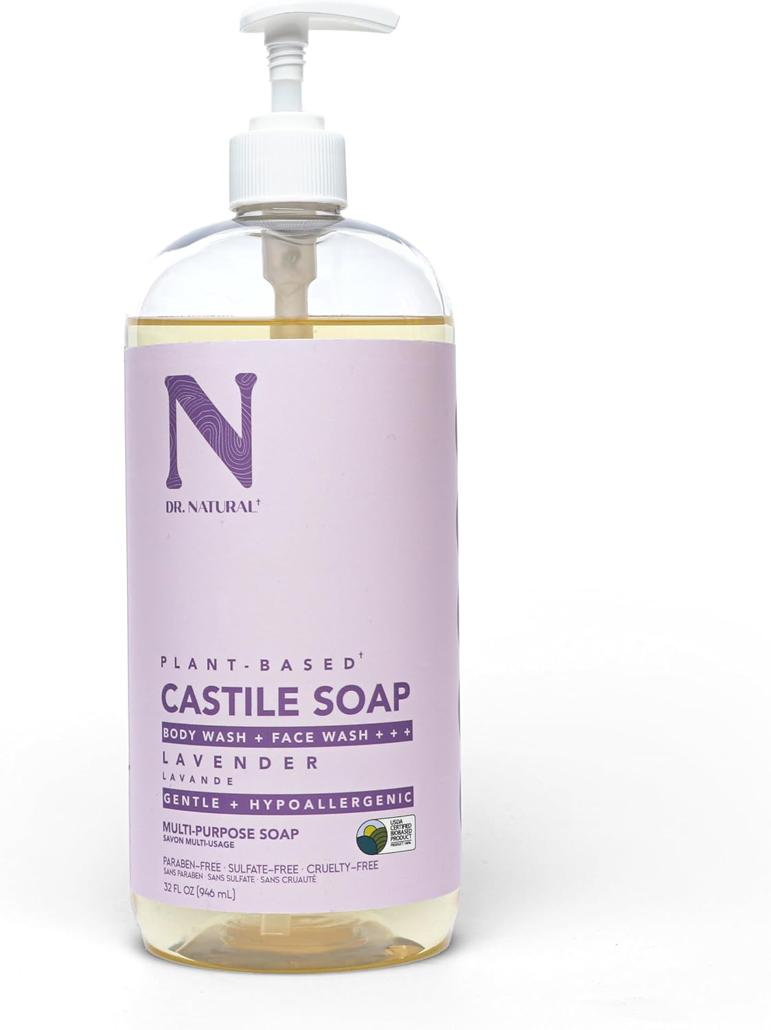 Dr. Natural Pure-Castile Liquid Soap, Lavender, 32 Ounce image number 3