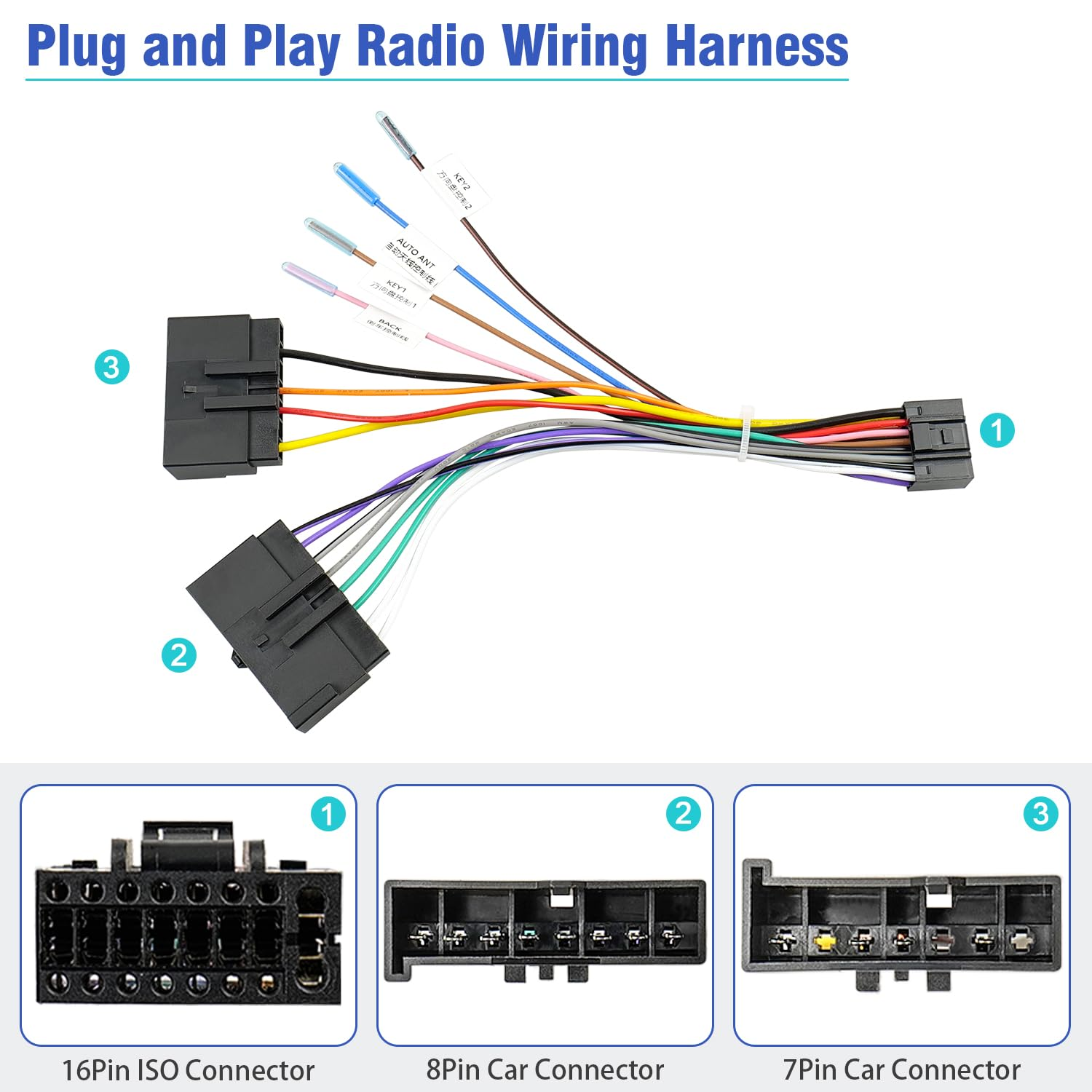 Radio Wiring Harness for Ford Stereo Adapter 1986-1997,Car Stereo Wire Harness Adapter Compatible with Aerostar Ranger Mustang Explorer Escort Focus Taurus Mercury 1987-1998 image number 2