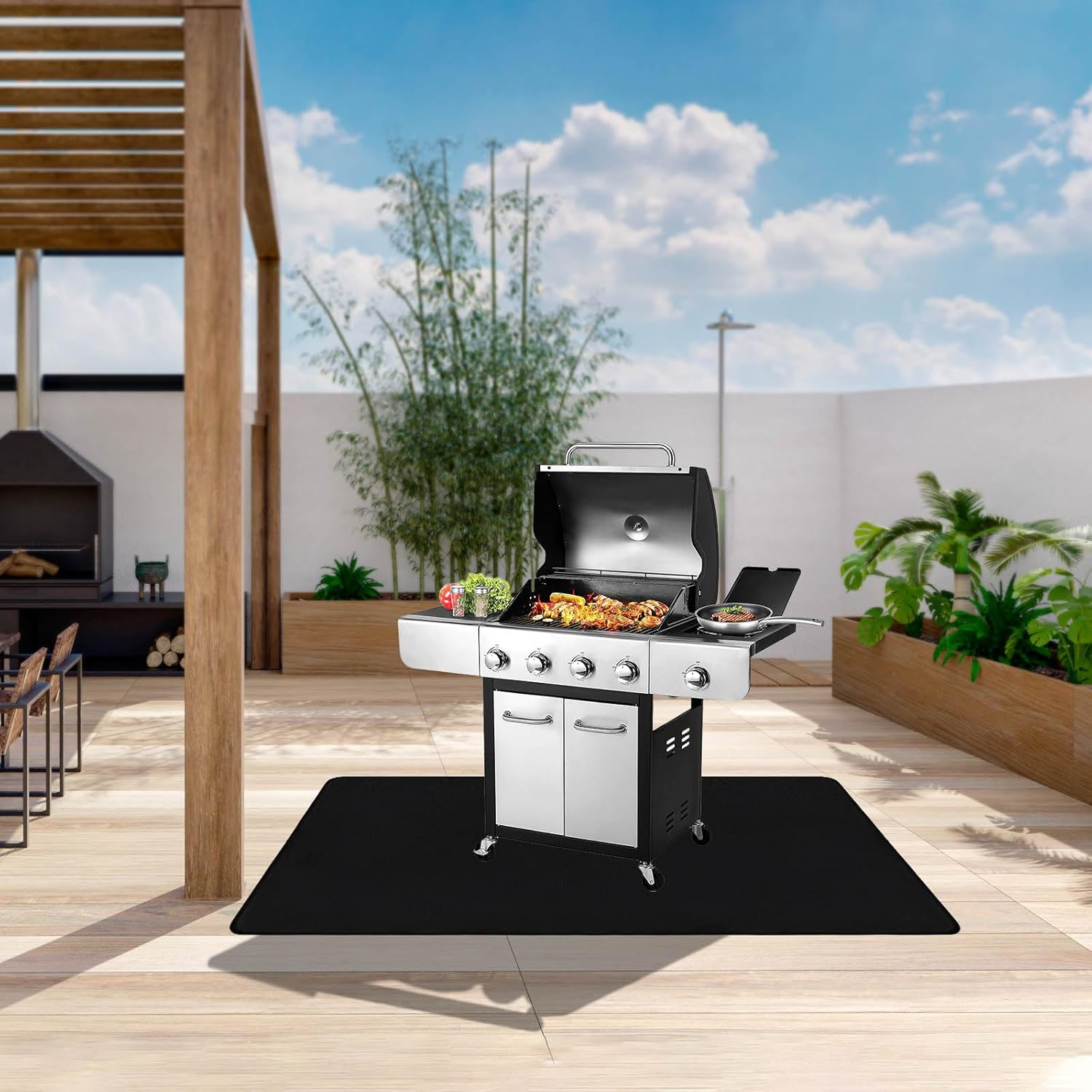 THMINS Extra Large Grill Mat 90X48 Inches &ndash; Fireproof, Waterproof & Oil-Proof Deck and Patio Protector for Outdoor BBQ image number 5