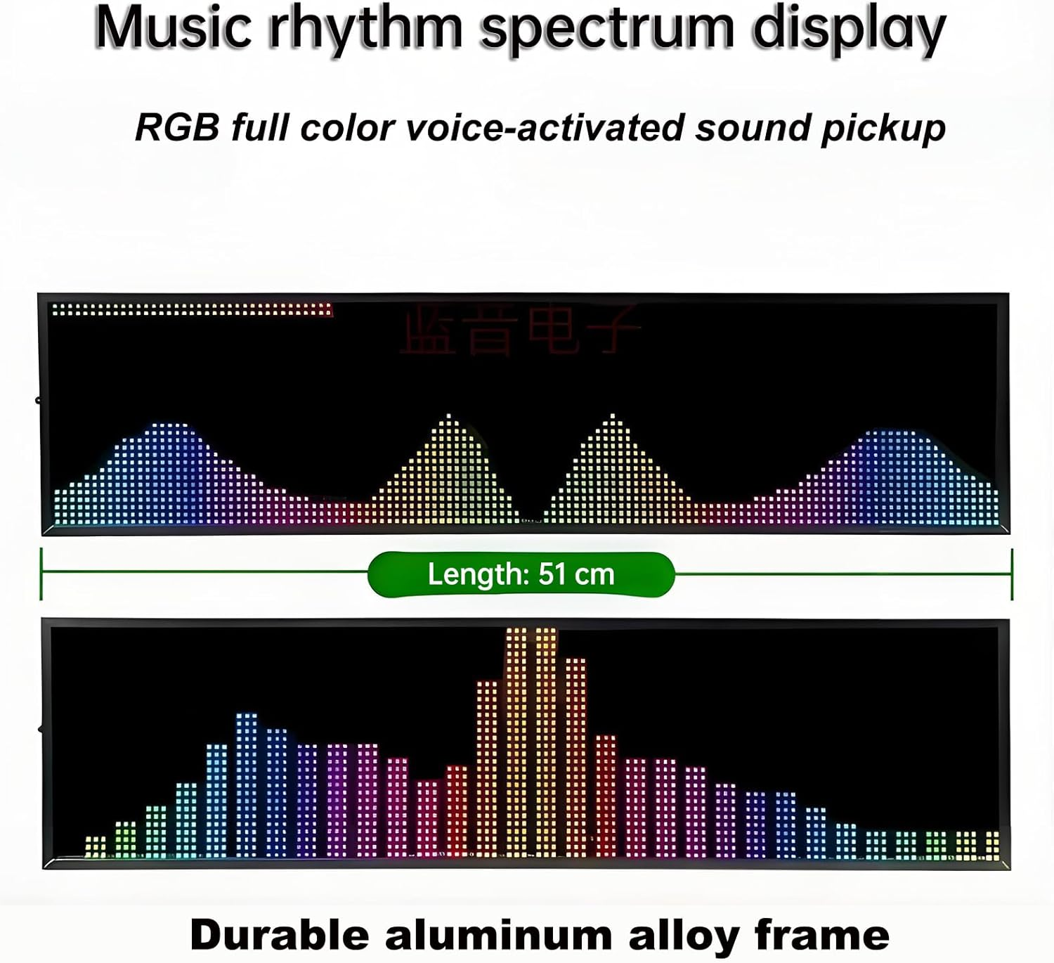 LED Music Spectrum Indicator, RGB Audio Level Music Spectrum Analyzer with 4 Frequency Ranges and 36 Display Modes, Voice Control + Line Control, Support 5 Clock Settings, for Car, Studio, Home image number 5