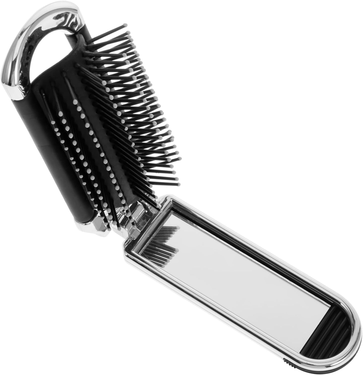 Folding Hair Brush Mirror Portable Mini Hair Comb for Purse Travel Size Compact Brush for Women image number 5