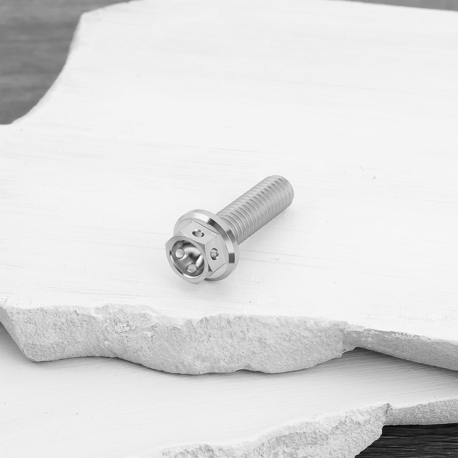 Ecsing 2Pcs M6X20Mm Flanged Hexagon Head Bolts Titanium Hex Fully Threaded Bolt Drilled Bolts for Sports Bikes and Karts Lock Wire Silver image number 1