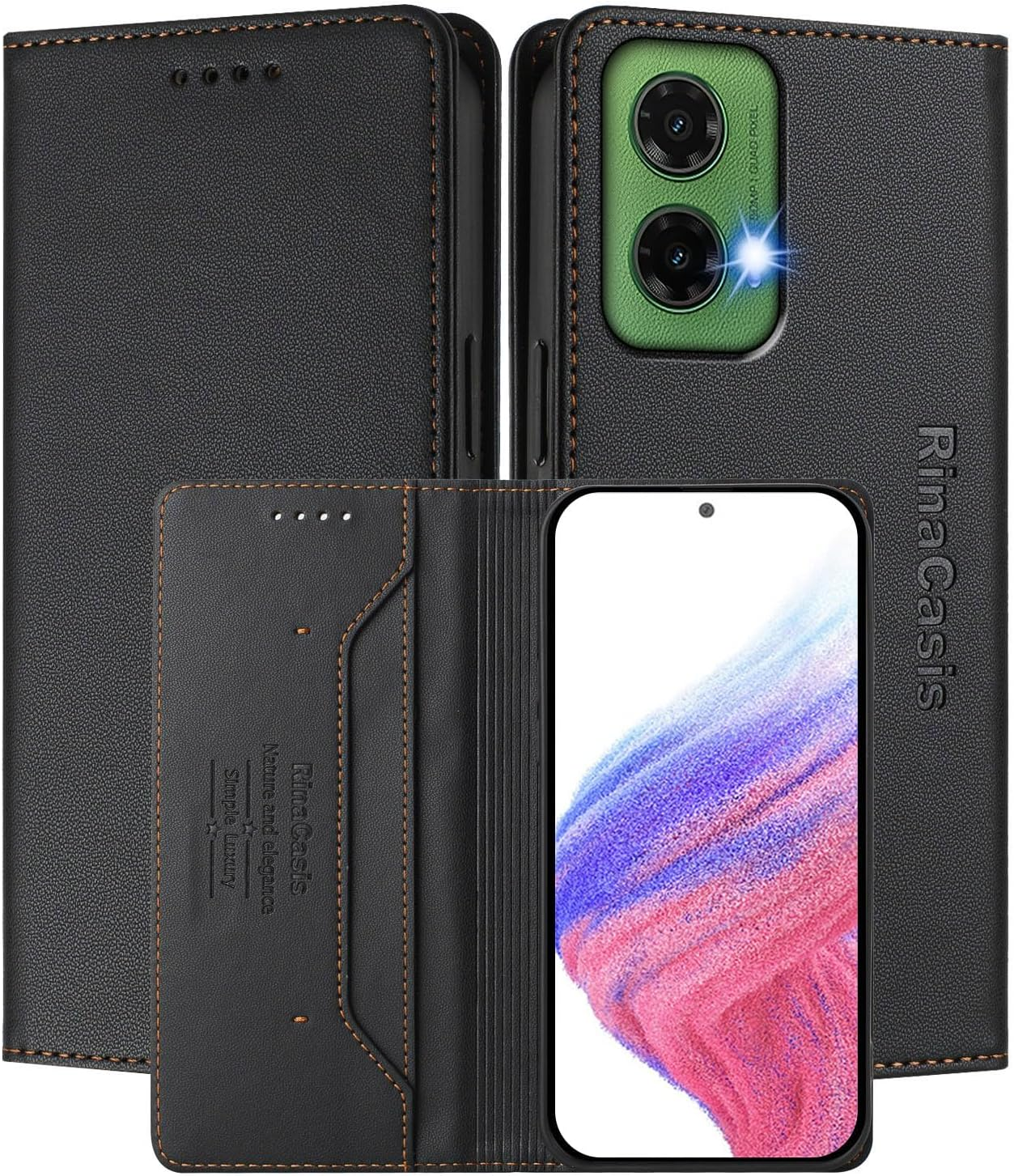 MOJIA Motorola Moto G24 / G04S / G04 / E14 Case, Drop and Scratch Resistant Premium PU Leather Folio Wallet Phone Case [Magnetic Closure]. Light Purple