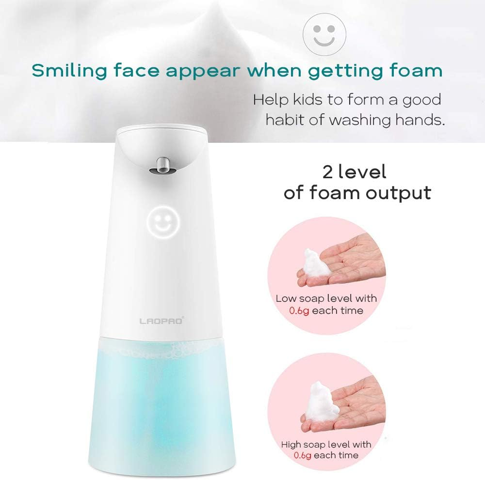 LAOPAO Automatic Hands Free Foaming Soap Dispenser, 240Ml Countertop Touchless Soap Pump for Bathroom Kitchen Xmas Gift - All White image number 7