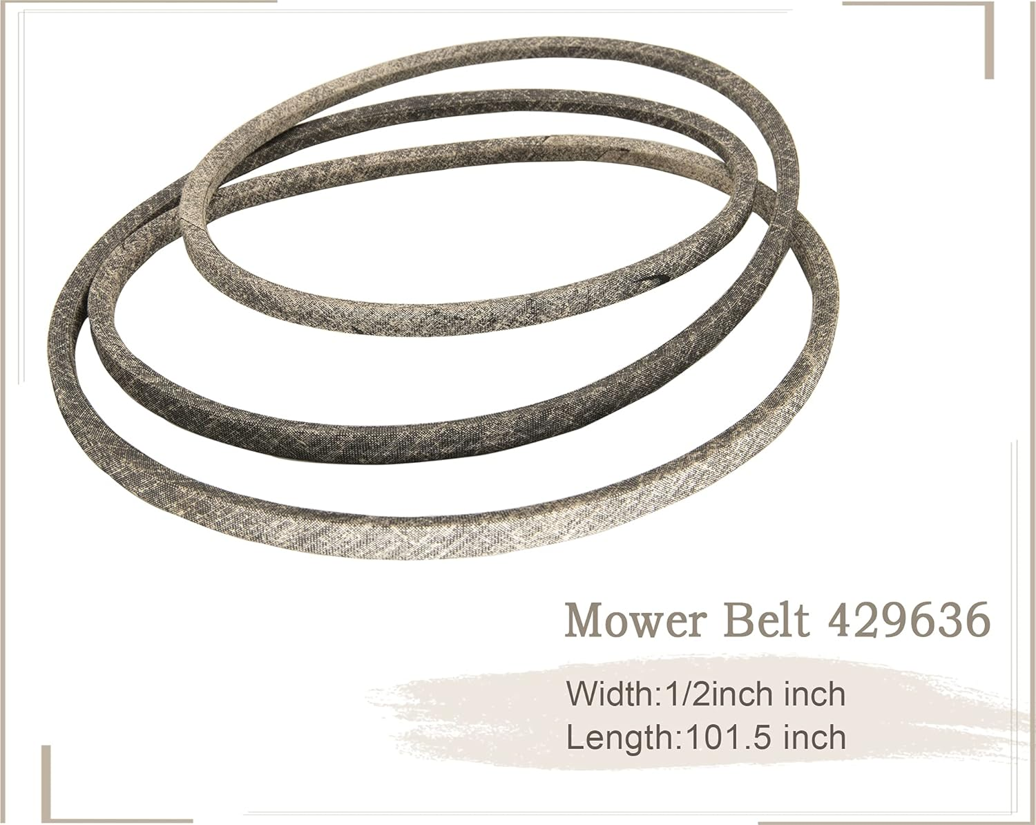 429636 197253 Mower Belt, Lawn Mower 42'' Deck Drive Belt, for Craftsman Husqvarna AYP Poulan 429636 197253 532197253 532429636, for John Deere M84136 M87323 1/2" X101-1/2(0.5"X101.5")