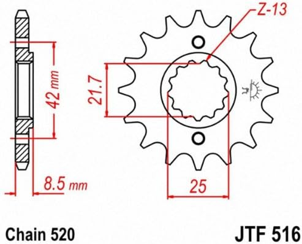 JT Sprockets JTF516.13 13T Steel Front Sprocket image number 2
