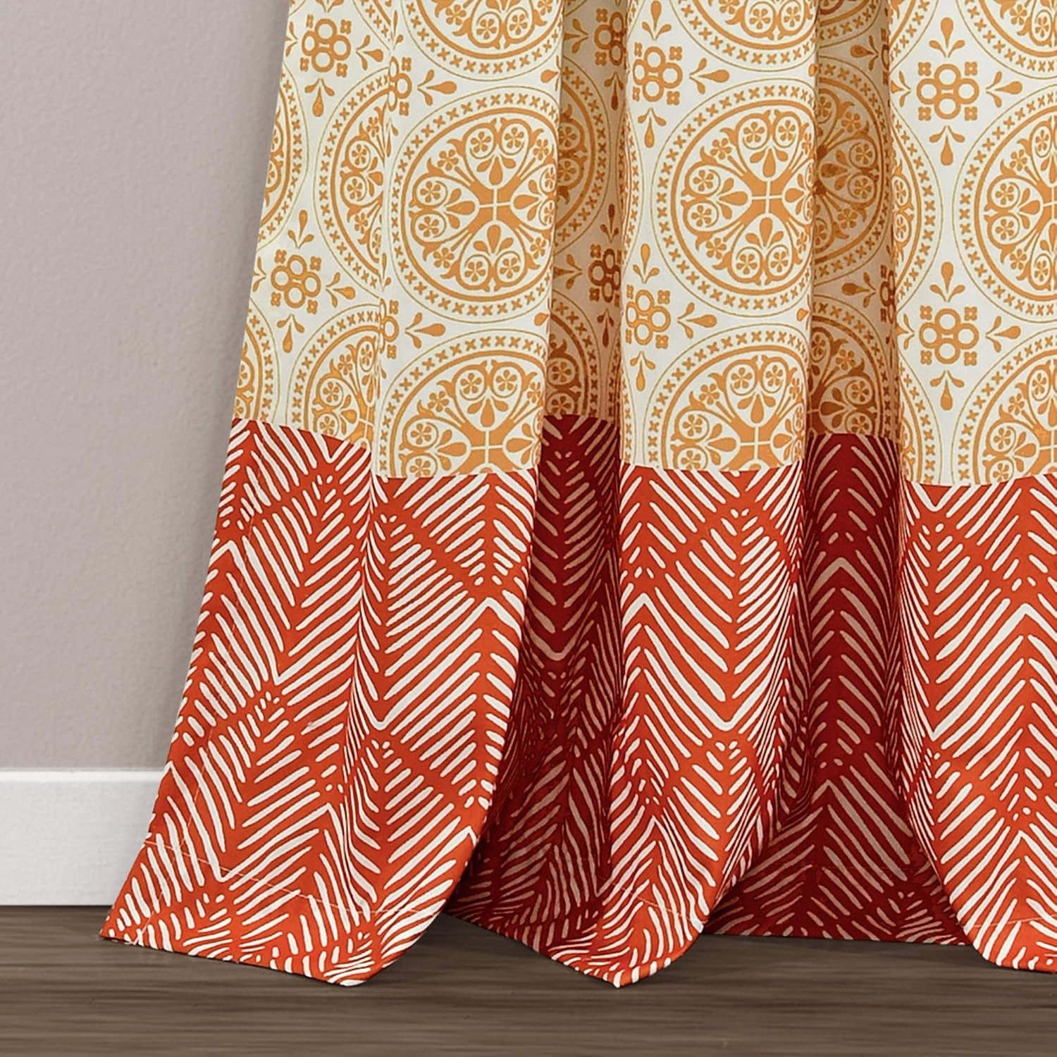Bohemian Stripe Window Curtain Panels Fuchsia/Orange 52X108 Set image number 7