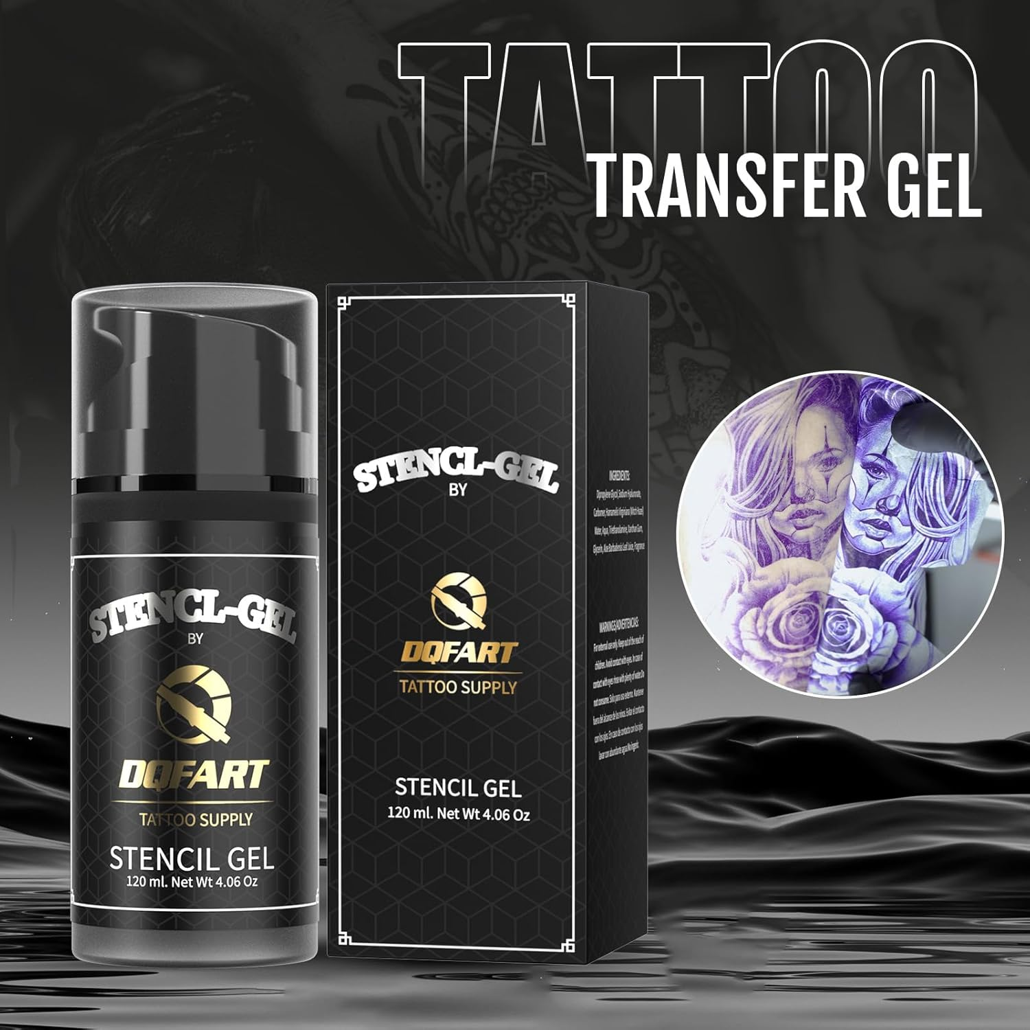 Professional Tattoo Stencil Transfer Gel, Black, 120Ml/4.06Oz, 250Ml/8.4Oz Bottles, Premium Application Solution (120Ml/4Oz) - 120Ml/4Oz image number 6