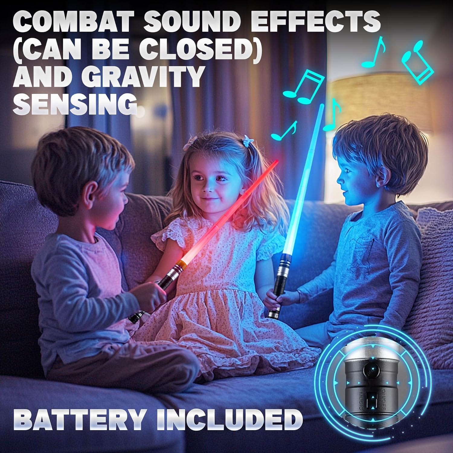 2 Packs Light up Sabers for Kids -7 Colors Retractable Power Sword with FX Sound(Motion Sensitive), Glowing Toys for Halloween Cosplay, Christmas Birthday Gifts for Boys & Girls image number 4