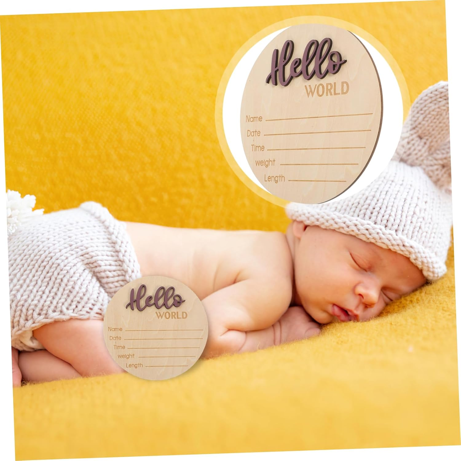 Announcement Wooden Sign for Birth Announcement round Shape Nursery Decor Sticker Wow Cards Safe Easy to Use - Green image number 4