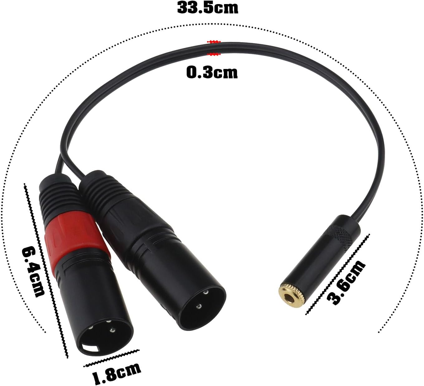 VGOL 3.5Mm 1/8 Inch Female to Dual XLR Male Microphone Cable Balanced 3.5Mm to 3Pin Dual XLR Male Stereo Short Cord for Computers/Mp3/Dvd/Tv/Radios 33.5Cm image number 1