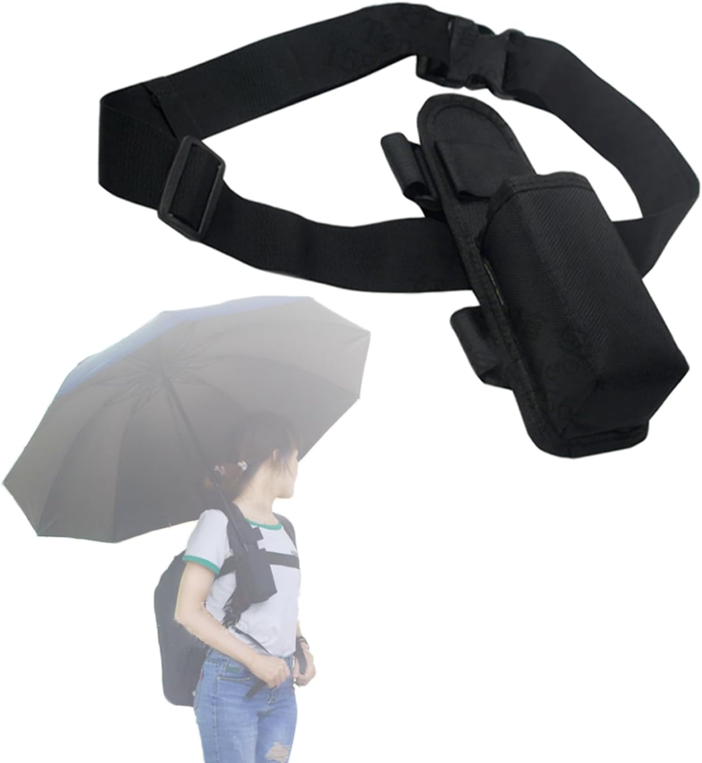CHOYTONG Hands-Free Umbrella Holder Strap for Backpack Use, Wearable Umbrella Support Mount, Fits for Most Folding Umbrella image number 3