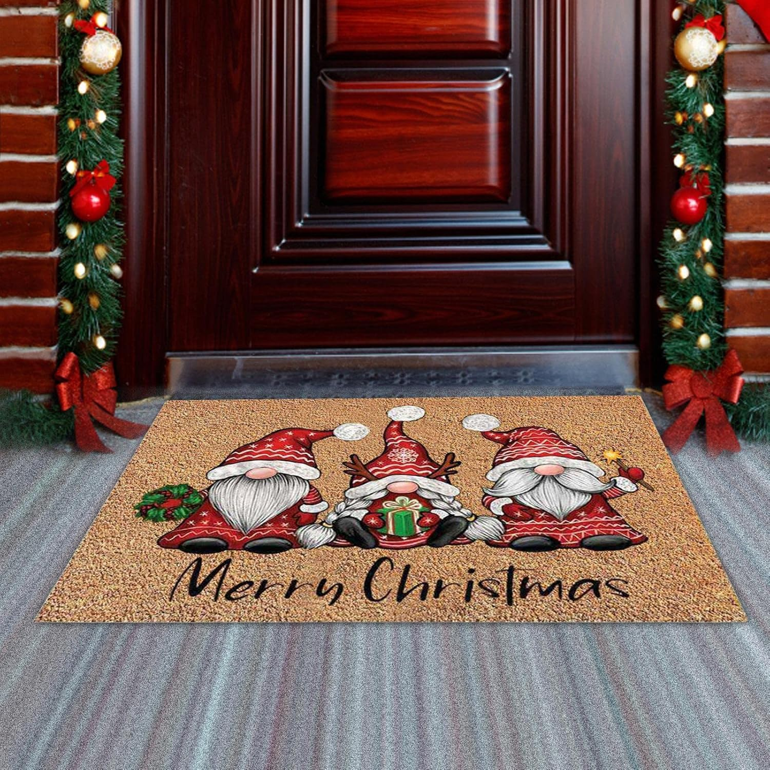 Christmas Decorative Doormat, Lovely Christmas Welcome Doormat Non Slip and Washable Winter Door Mat, Christmas Holiday Home Decoration