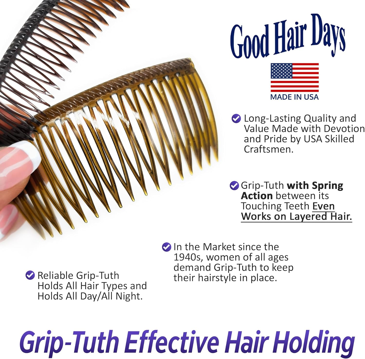 Good Hair Days 4 Inch Grip-Tuth Frenchy - Black image number 6
