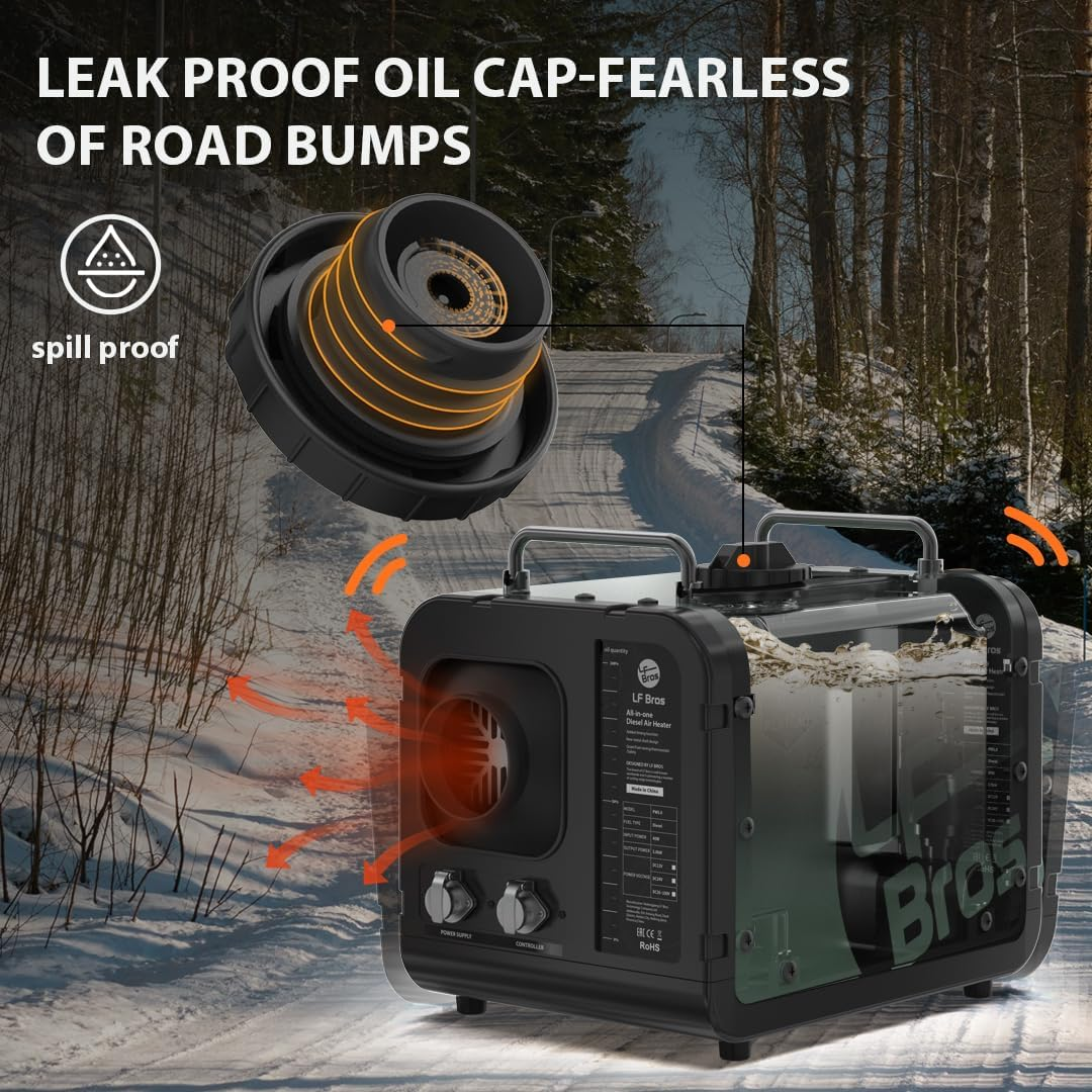 LF Bros 5KW 12V & 220V Diesel Heater, Portable All-In-One Parking Heater with Plateau Mode, LCD Display & Remote, Leak-Proof Design for RV, Garage, Camper & Outdoor Use image number 5
