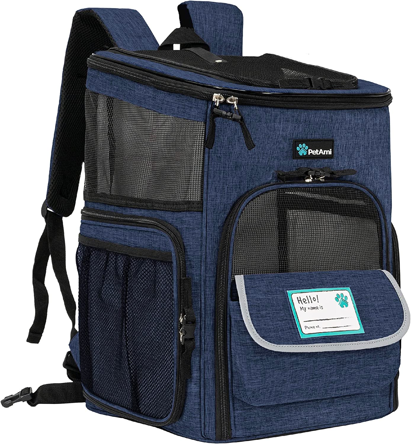 Petami Pet Carrier Backpack for Small Cats, Dogs, Puppies | Ventilated Structured Frame, 4 Way Entry, Safety and Soft Cushion Back Support | Collapsible for Travel, Hiking, Outdoor (Turquoise)