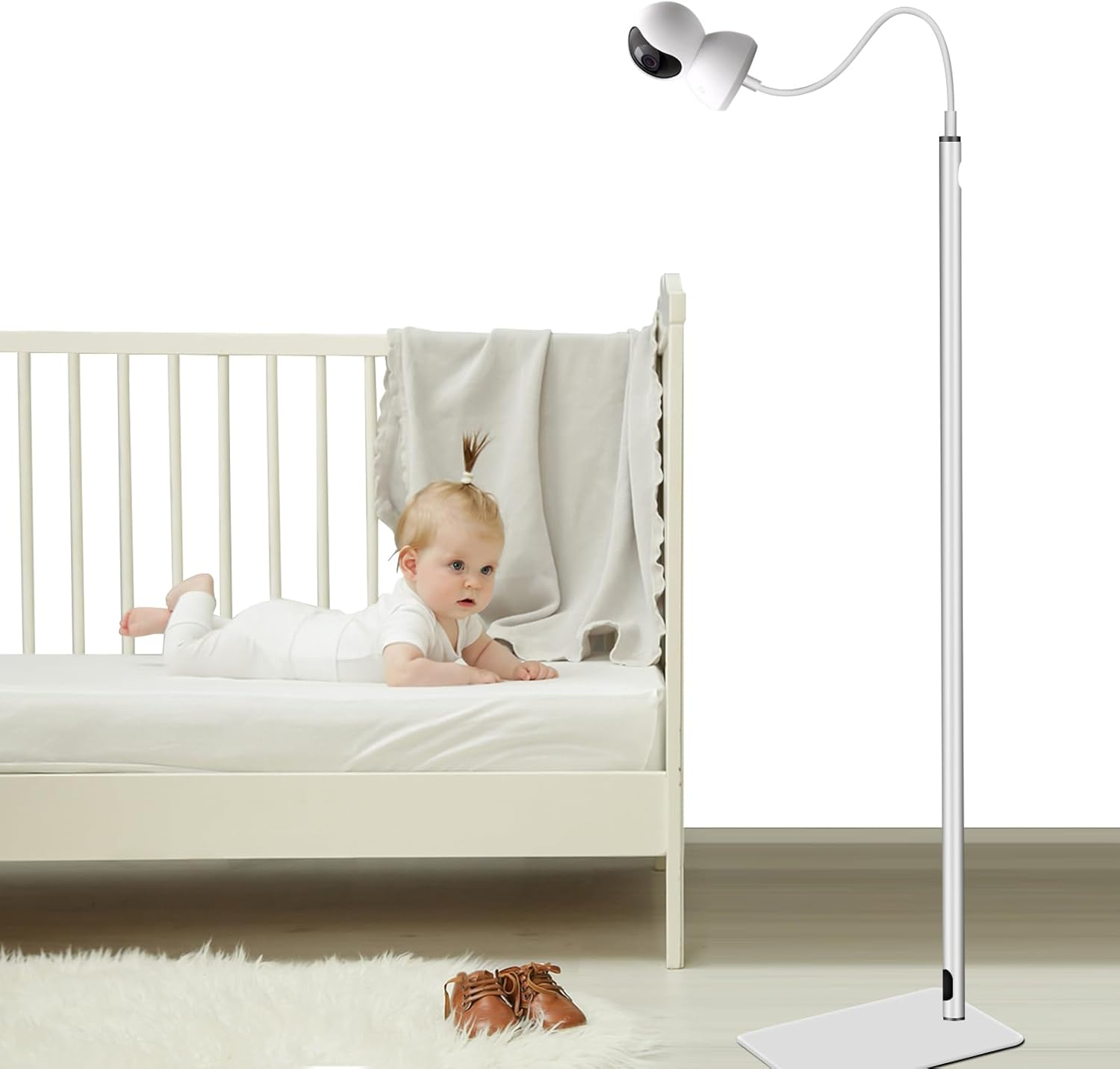 Universal Baby Monitor Floor Stand Mount - Height Adjustable, 360&deg; All-Round Monitoring, Compatible with Arlo, Motorola, Hello Baby & More image number 2