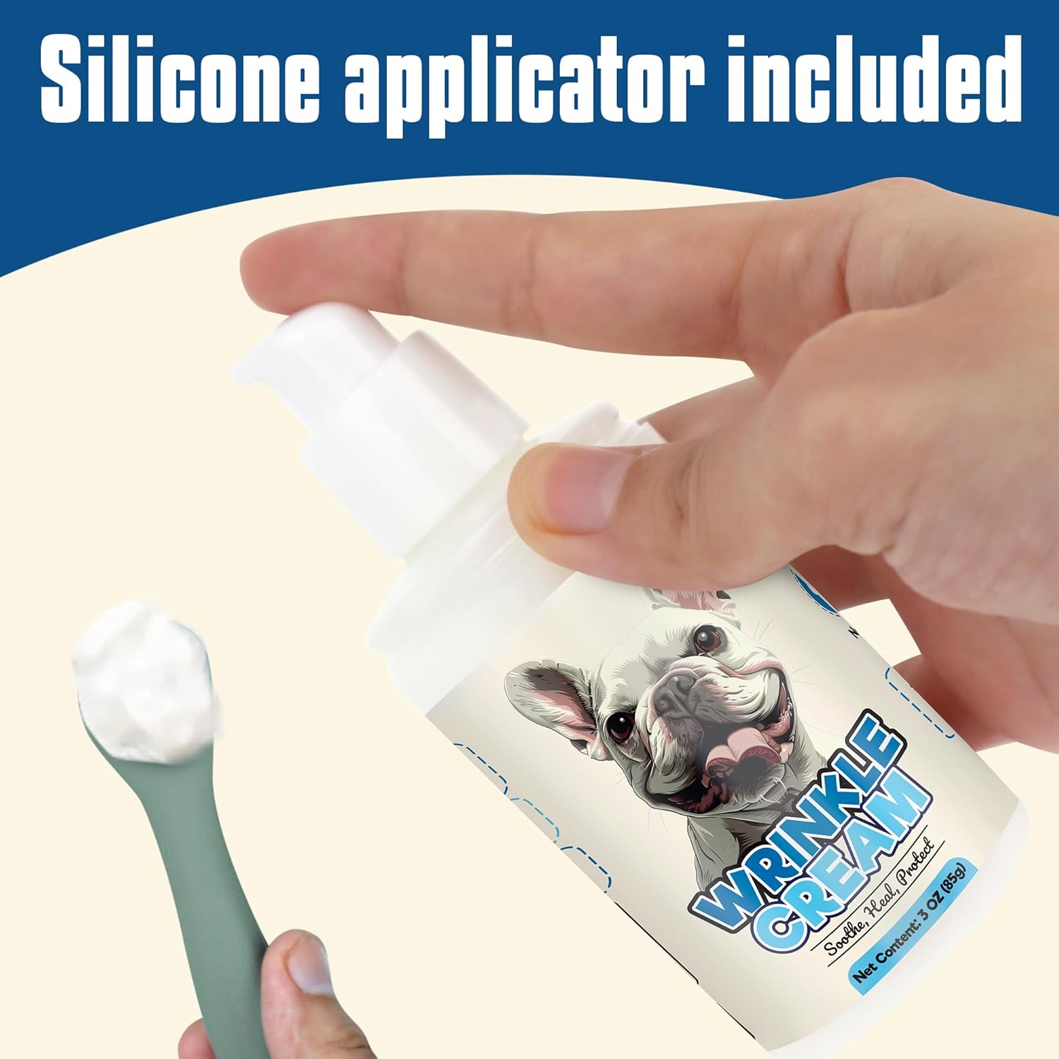 Wrinkle Paste for Bulldogs - 85G Dog Wrinkle Cream for French Bulldogs, Wrinkly Dogs & Cats - Clean and Protect Wrinkles and Folds,& anti Itch for Bulldogs - Dog Allergy Relief and Hot Spot Treatment for Dogs Cats, Silicone Applicator Included. image number 5