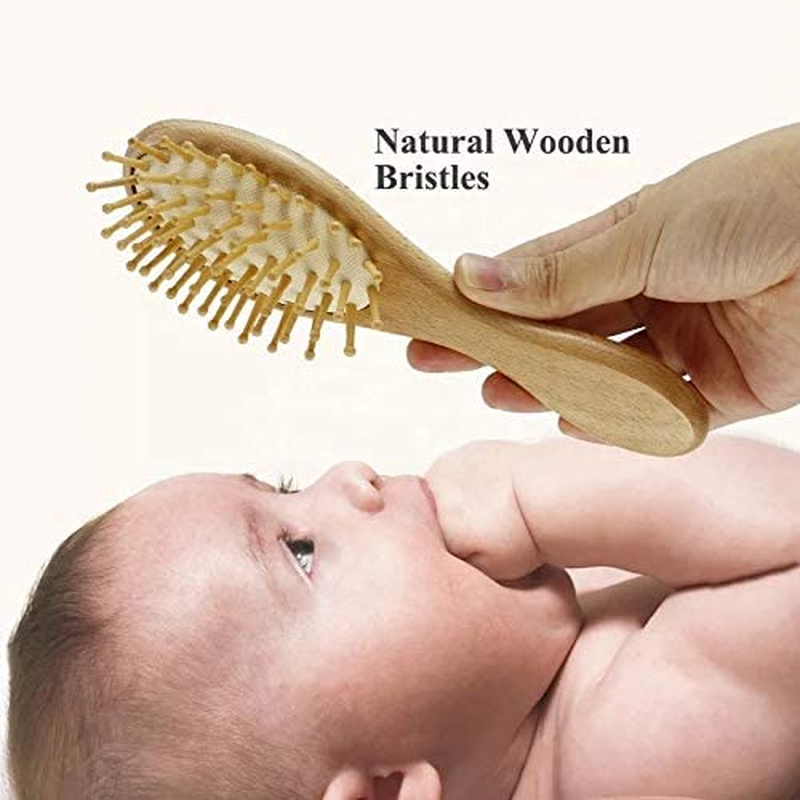 Wooden Hair Brushes and Comb Set for Baby image number 2