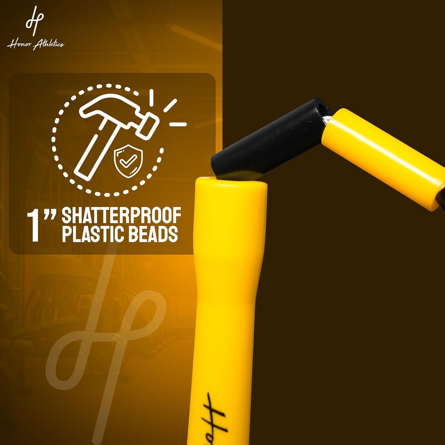 Honor Athletics Beaded Jump Rope 2.0 Adjustable, Durable Jump Rope with Unbreakable Handles & Beads for Enhanced Fitness Training - Black Wave image number 3