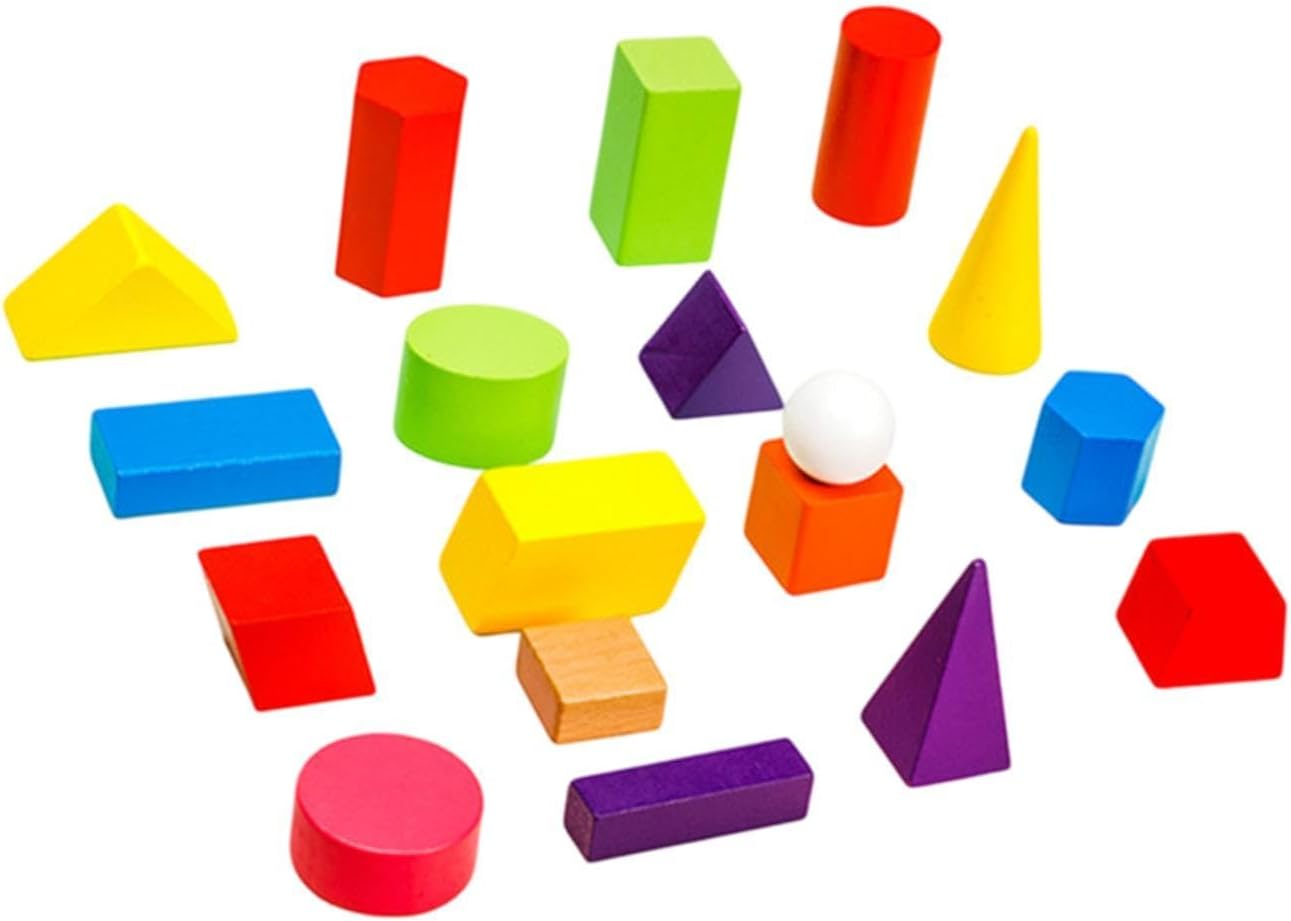 Eigell 18Pcs Geometric Solids Shape Blocks Mini 3D Shapes Pattern Blocks for Games Travel image number 4