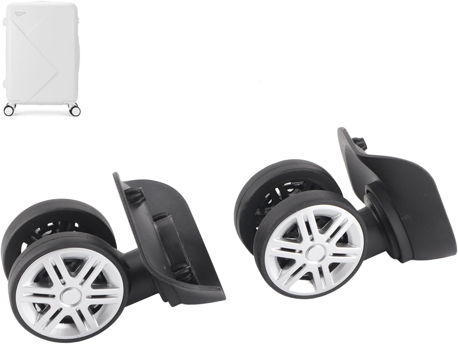 Luggage Suitcase Wheels, 1Pair Luggage Suitcase Replacement Wheels Silent Luggage Rotate Wheel Outdoor Silent Double Row Large Wheel Draw Bar Box Code Case Suitcase Wheel Accessory, Black