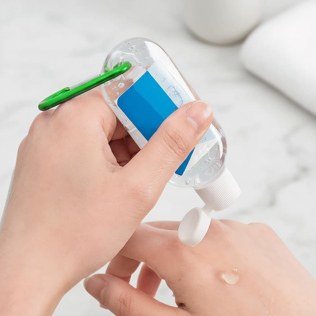 Refillable Travel Bottles for Toiletries, Leak Proof Squeeze Containers with Carabiner Clip, 5-Pack 50Ml BPA Free PETG Silicone Lids, for Shampoo Conditioner Lotion (5 Colors)- Damaill image number 5