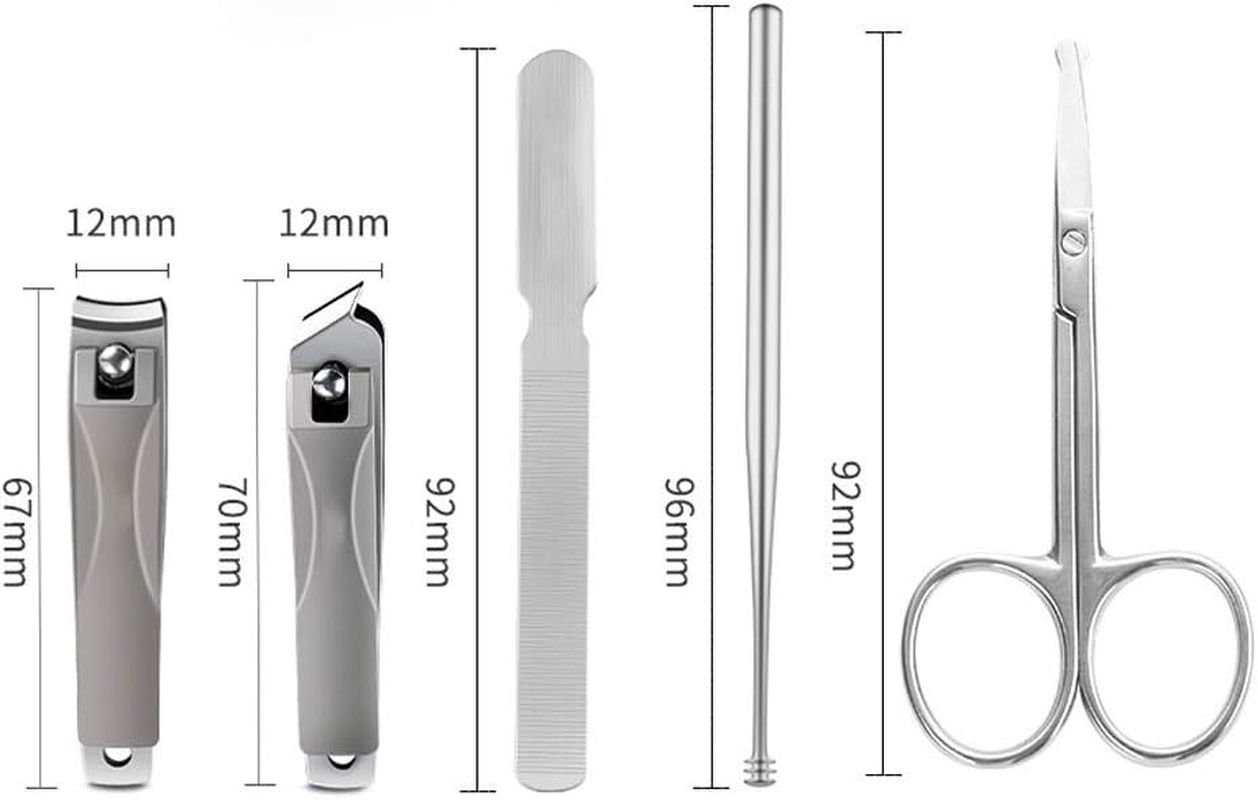 Manicure Set,Nail Clippers Kit,Pedicure Care Tool,Blue Nail Clippers 5-Piece Set Stainless Steel Nail Clippers, Nail File, Ear Pick, Portable Travel Manicure Tool Manicure Set image number 3