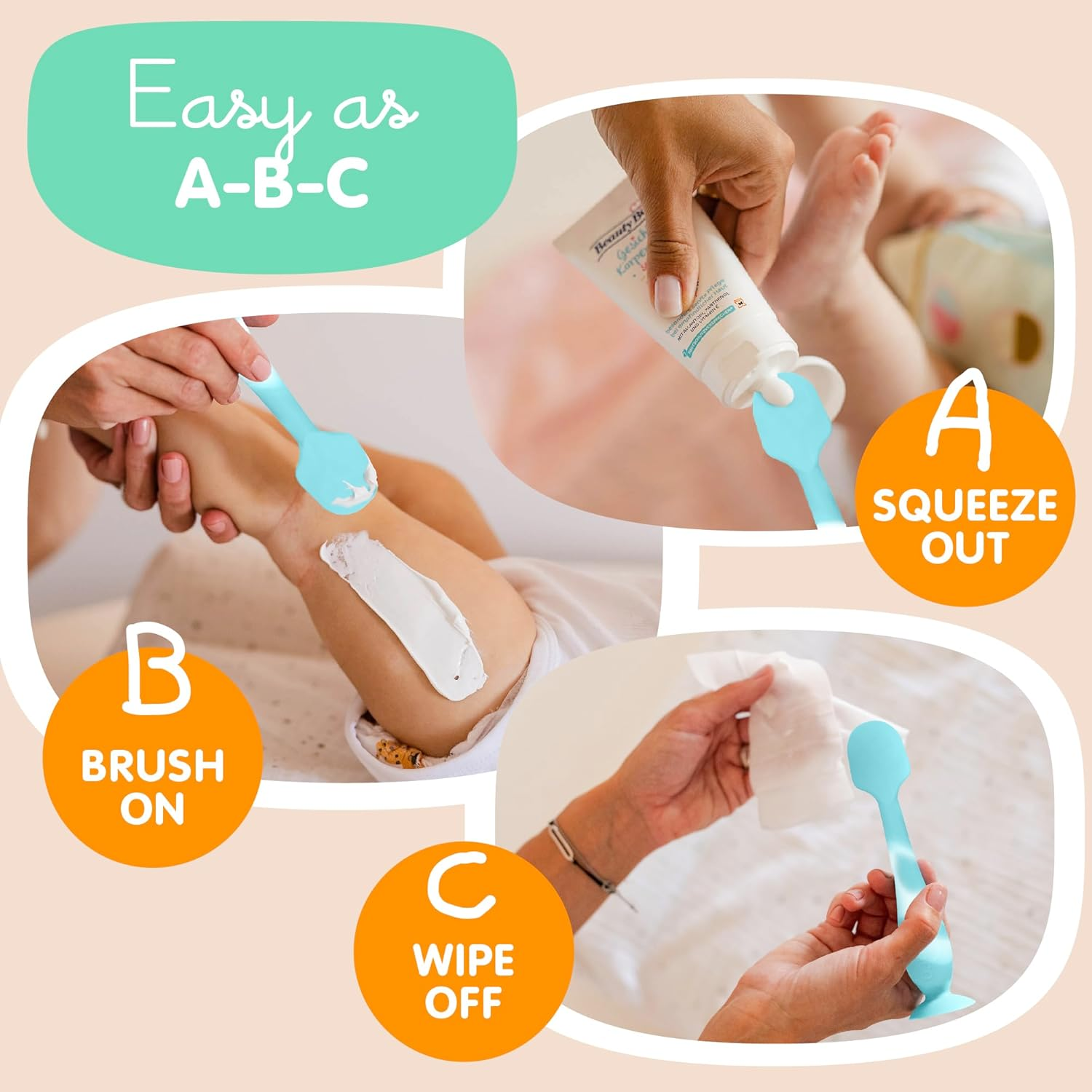 Baby Bum Brush Bumco Baby Diaper Rash Cream Applicator - Diaper Cream Spatula for Butt Paste Diaper Cream - Newborn Baby Essentials, Perfect for Baby Registry, Baby Shower Gifts - Aqua Swirl image number 2