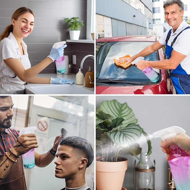 Plastic Spray Bottle 16.9Oz Empty Spray Bottles Refillable Container Trigger Sprayer for Cleaning Solutions, Water, Plants, Pet, Essential Oils, Hair, 2 Pack (Gradient) - Black image number 6