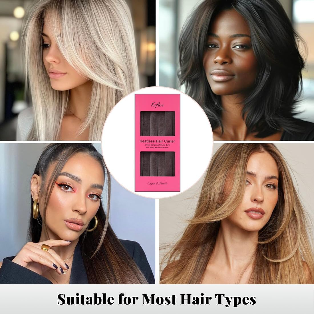 6-Pack Heatless Hair Curlers for Overnight Curls &ndash; Soft Flexi Rods for No Heat Styling, Comfortable Hair Rollers to Sleep in for Women, Heatless Curling Rod Set for Natural Waves image number 5