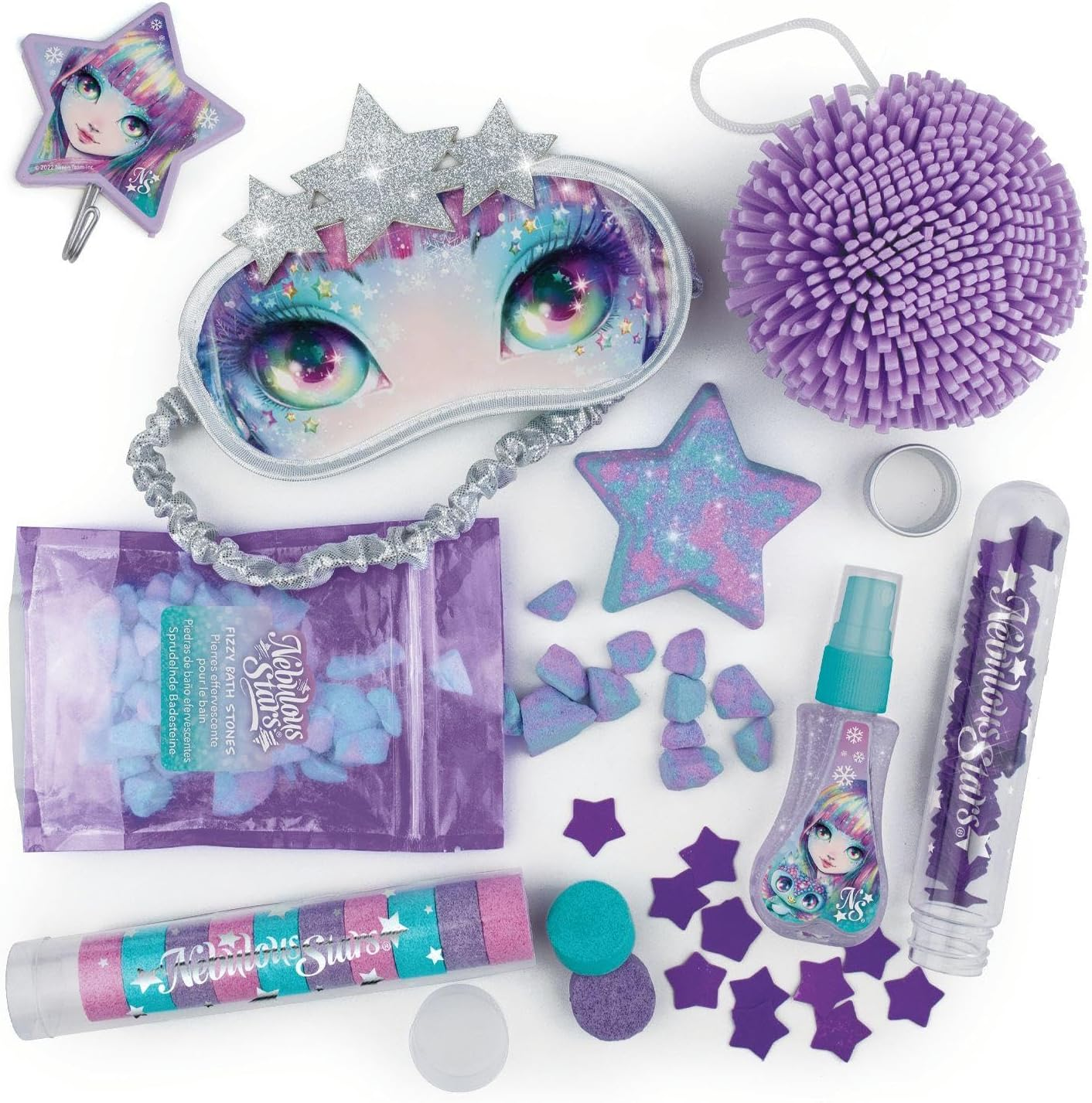 Nebulous Stars Isadora Bath & Spa Set - Relaxing Spa Experience for Kids 8+, Includes Sleep Mask, Bath Puff, Confetti, Scented Body Shimmer & More image number 2