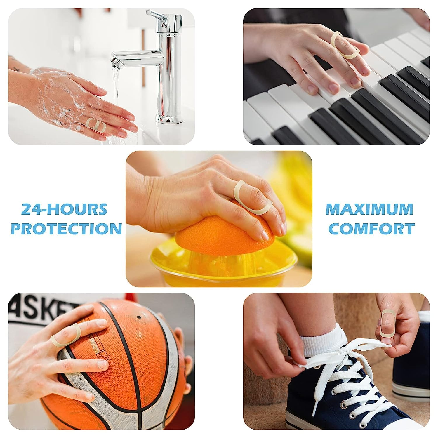 Oval Finger Splint,5Pcs Comfortable Finger Support Brace,Oval 8 Finger Splint,Comfortable Trigger Finger Splint,Thumb Brace to Support and Protection for Trigger Finger and Other Finger Conditions image number 3