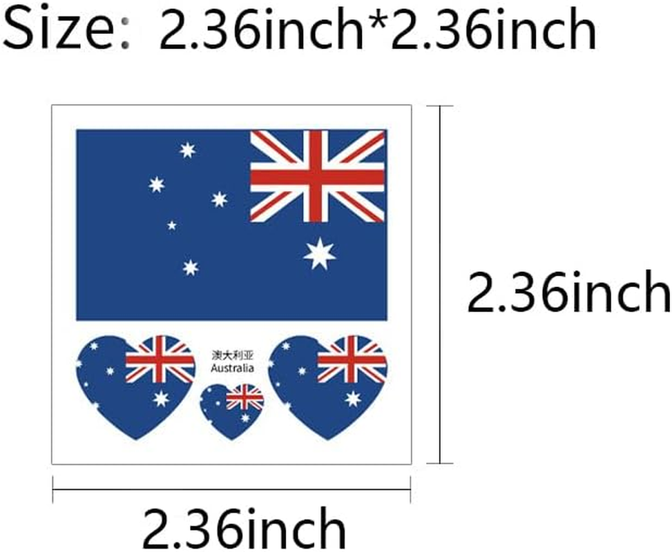 Australian Flag Tattoos,10 Sheets Temporary Stickers,40 Pcs Waterproof Sweat Sports National Flag Tattoos for Men Kids Women(Australian) image number 2