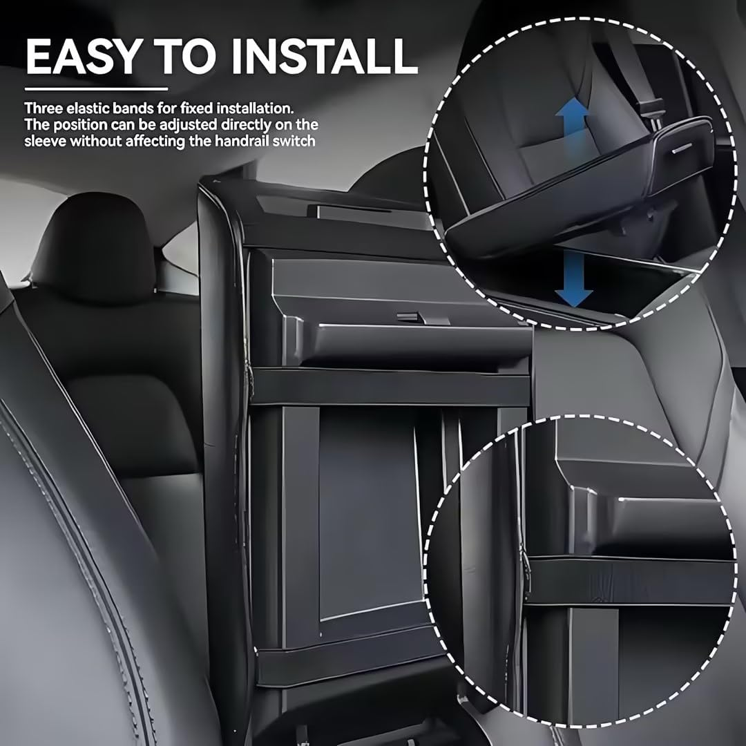 Armrest Cover for Tesla Model Y Model 3, Original Mold Center Console Lid Protector, Premium Soft Leather, Custom Fit for 2017&ndash;2023 Models image number 1