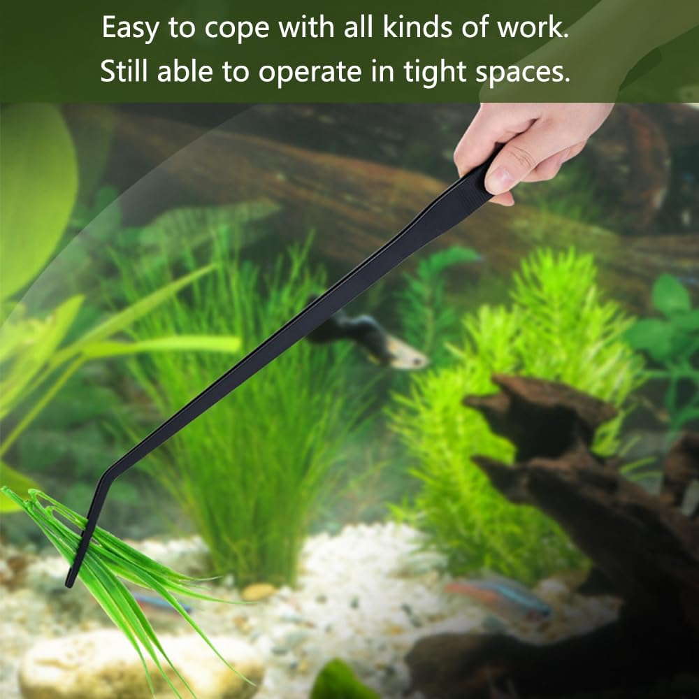 Aquarium Tweezers, Straight & Curved 38Cm/14.9In Extra Long Feeding Tongs Stainless Steel Fish Tank Tools for Aquatic Plants, Lizards and Turtles (2 Pack) image number 3
