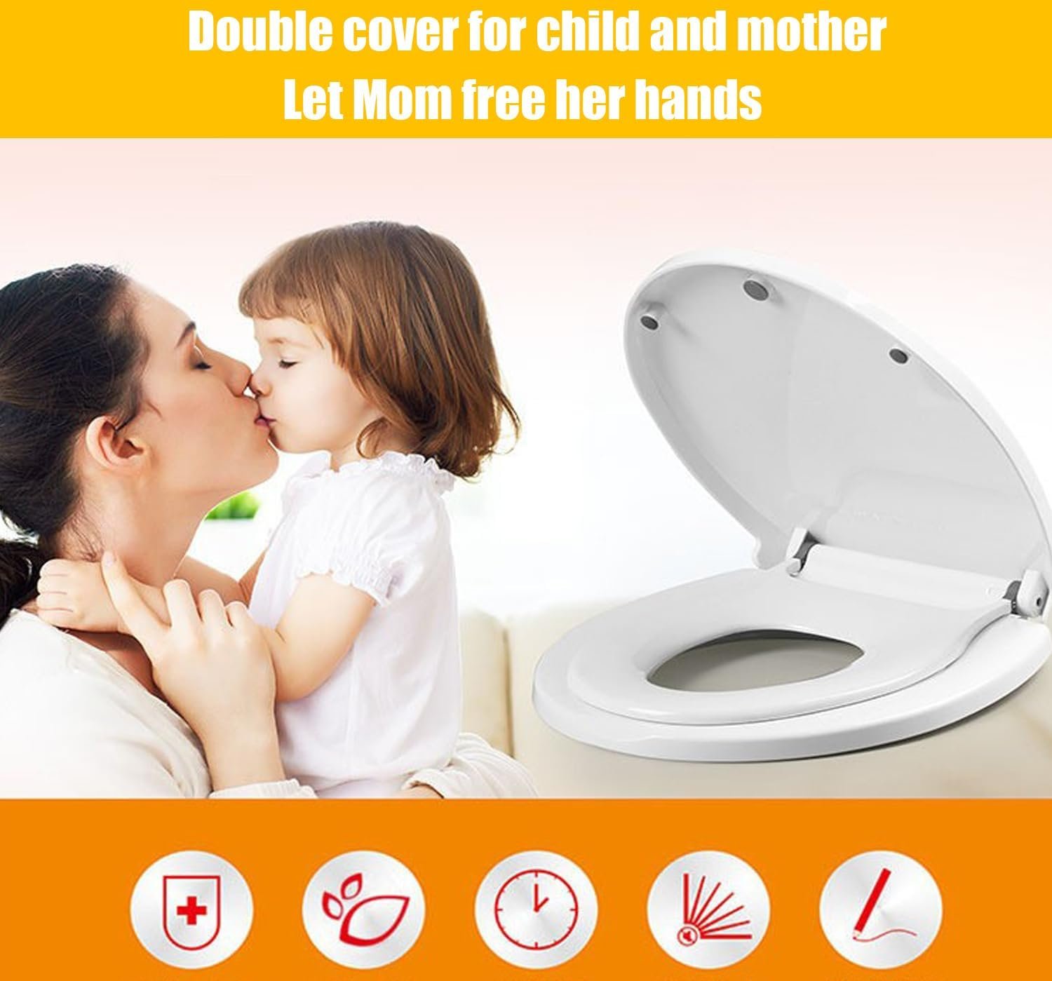 U-Shaped Toilet Seat with Built-In Potty Training Seat，2-In-1 Family Toilet Seat Fits for Both Adults and Children，Slow-Close Toilet Seat Potty Training Toilet image number 2
