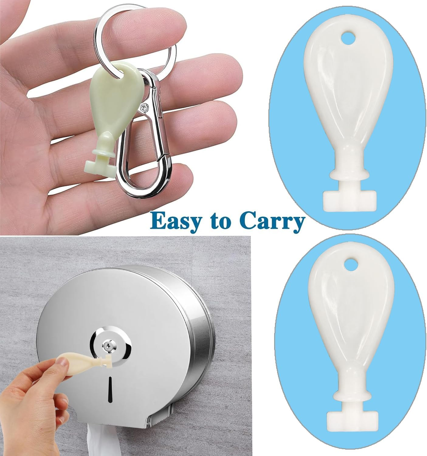 Yharnamite 2 Pcs Tissue Box Key, Paper Towel Toilet Paper Dispenser Key, Replacement Paper Towel Holder Spare Key for Home, Public, Office image number 3