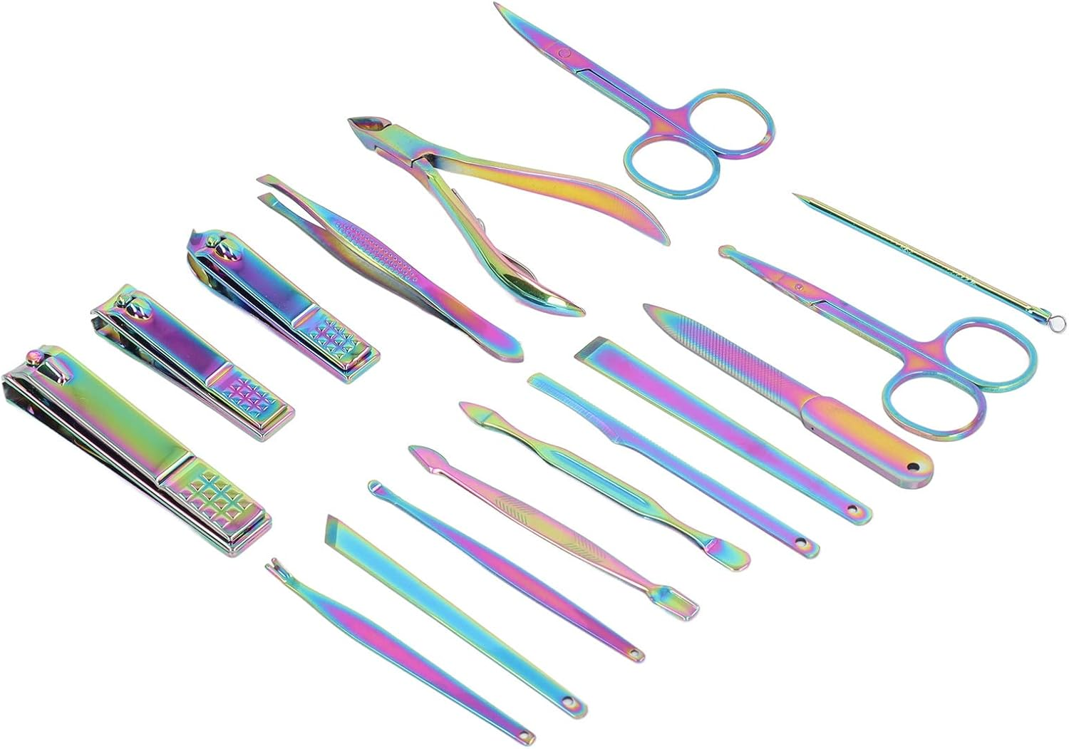 16 Piece Professional Manicure Set, High Sharpness Stainless Steel Tools with Color Coating, Complete Nail Care Kit for Fingernails and Toenails, Comes with Convenient Storage Bo image number 6