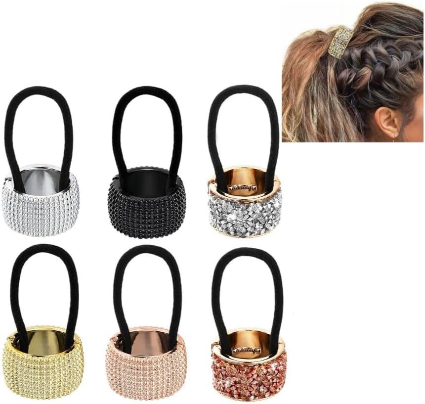 Ceeyoll Pack of 6 Hair Bobbles Hair Pins for Women with Rhinestones Decorated Metal Ponytail Holder Exquisite Hair Accessories Hair Bobbles Headwear for Women and Girls image number 5
