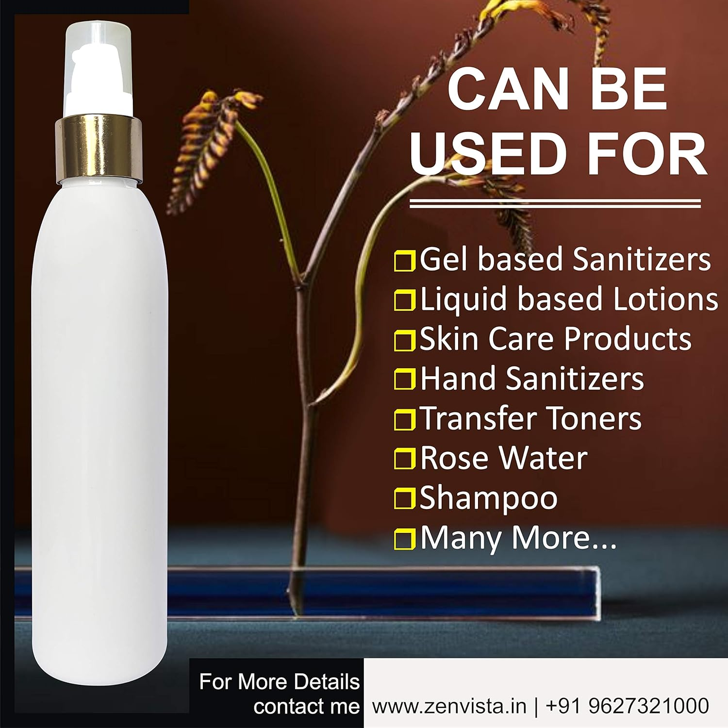 MARKSCLEAR 200Ml Beautiful Milky White Bottle with Lotion Pump and Golden Plating Cap - (Pack of 3) image number 1