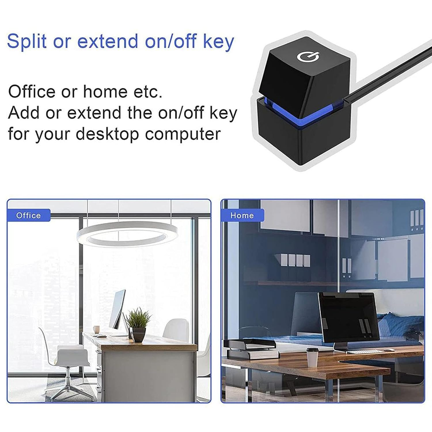 6.6Ft PC Power Button, External Power Switch with 7 Color Light for Desktop PC, Blue Switch Mechanical Keys, Computer Power Switch Suitable for Home Hotel Office image number 5