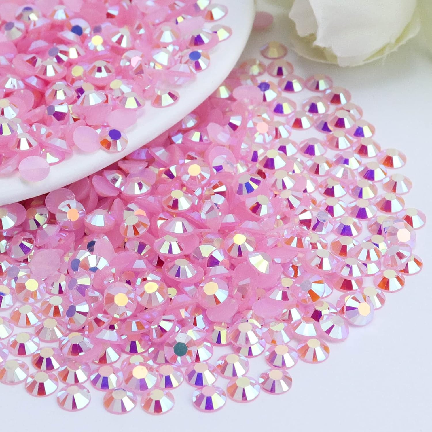 Briskbloom 2000PCS 4Mm Resin Flatback Rhinestone, Light Purple/Violet AB Color Flatback Jelly Resin Rhinestones for Mugs, Bottles, Tumblers, Craft Decoration, Loose Bling Glitter Diamond Stone
